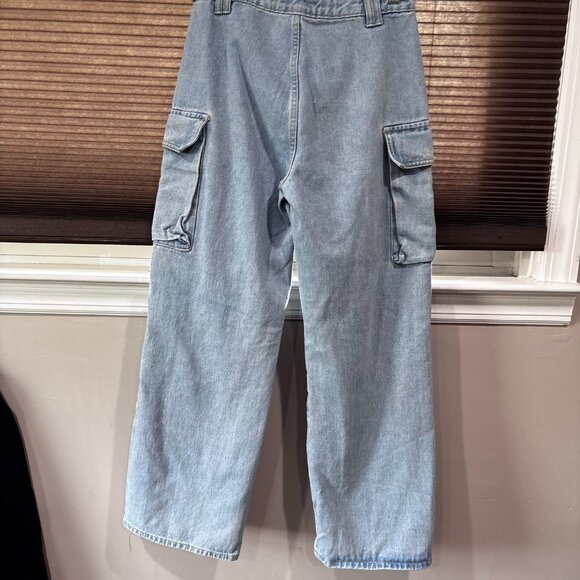 Pretty Little Thing Petite US SZ: 6 Blue Denim Cargo pants - Picture 5 of 13